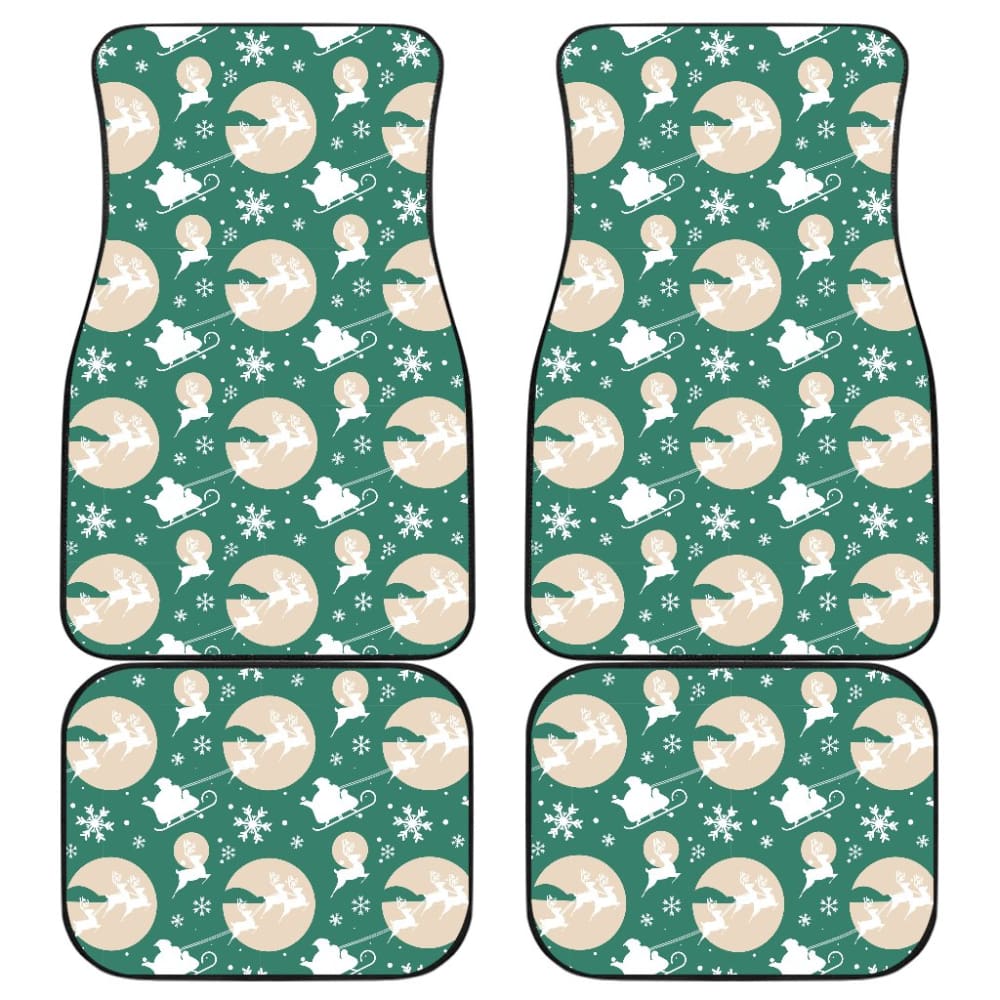Santa Claus And Reindeer In Christmas Night Car Floor Mats 210601 - YourCarButBetter