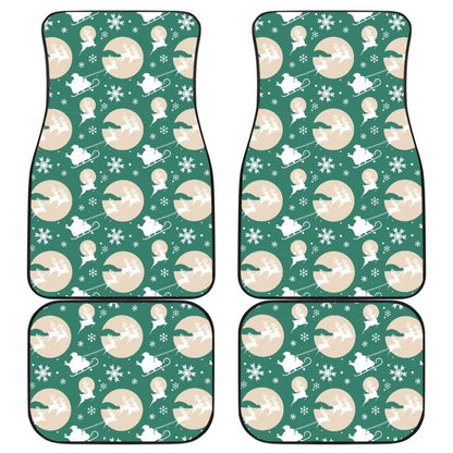 Santa Claus And Reindeer In Christmas Night Car Floor Mats 210601 - YourCarButBetter