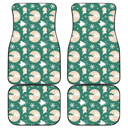Santa Claus And Reindeer In Christmas Night Car Floor Mats 210601 - YourCarButBetter