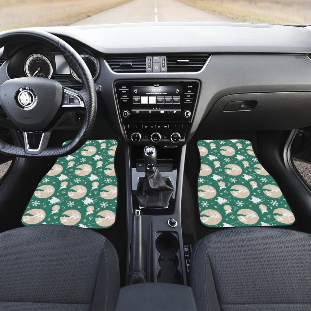 Santa Claus And Reindeer In Christmas Night Car Floor Mats 210601 - YourCarButBetter