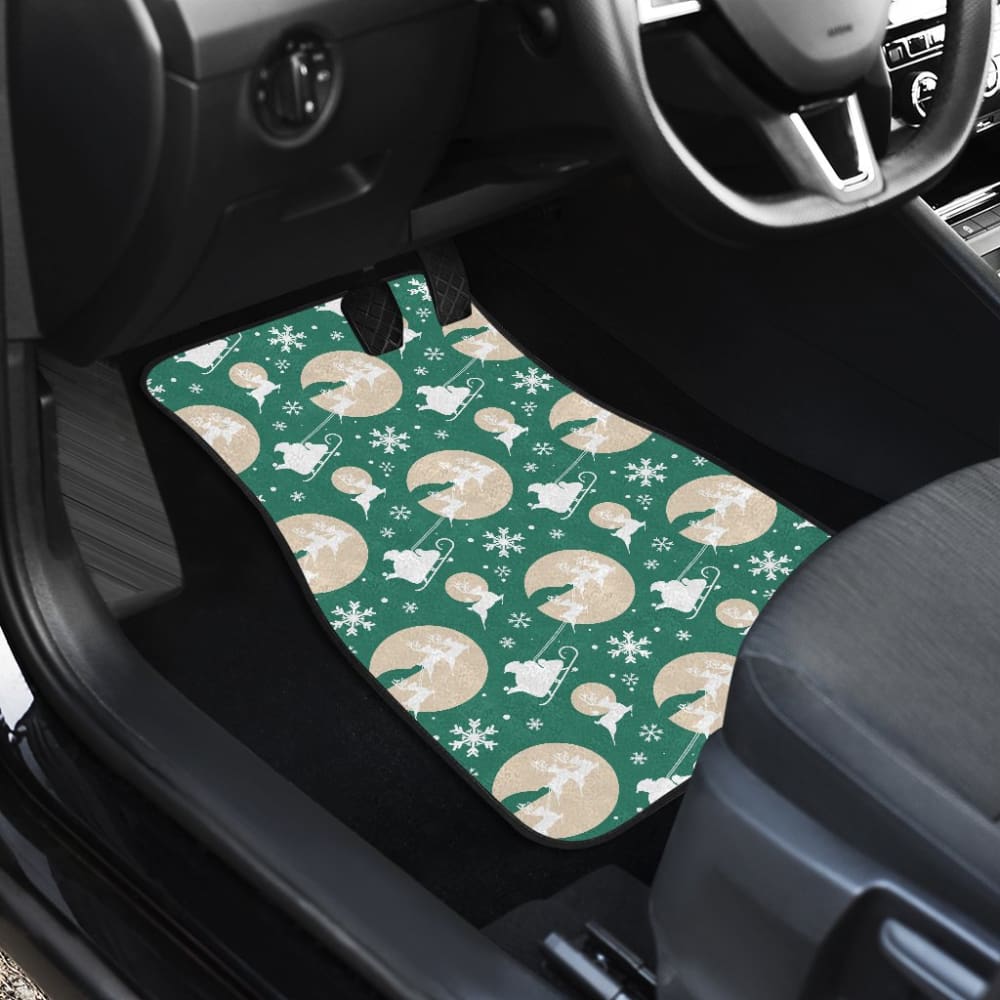 Santa Claus And Reindeer In Christmas Night Car Floor Mats 210601 - YourCarButBetter