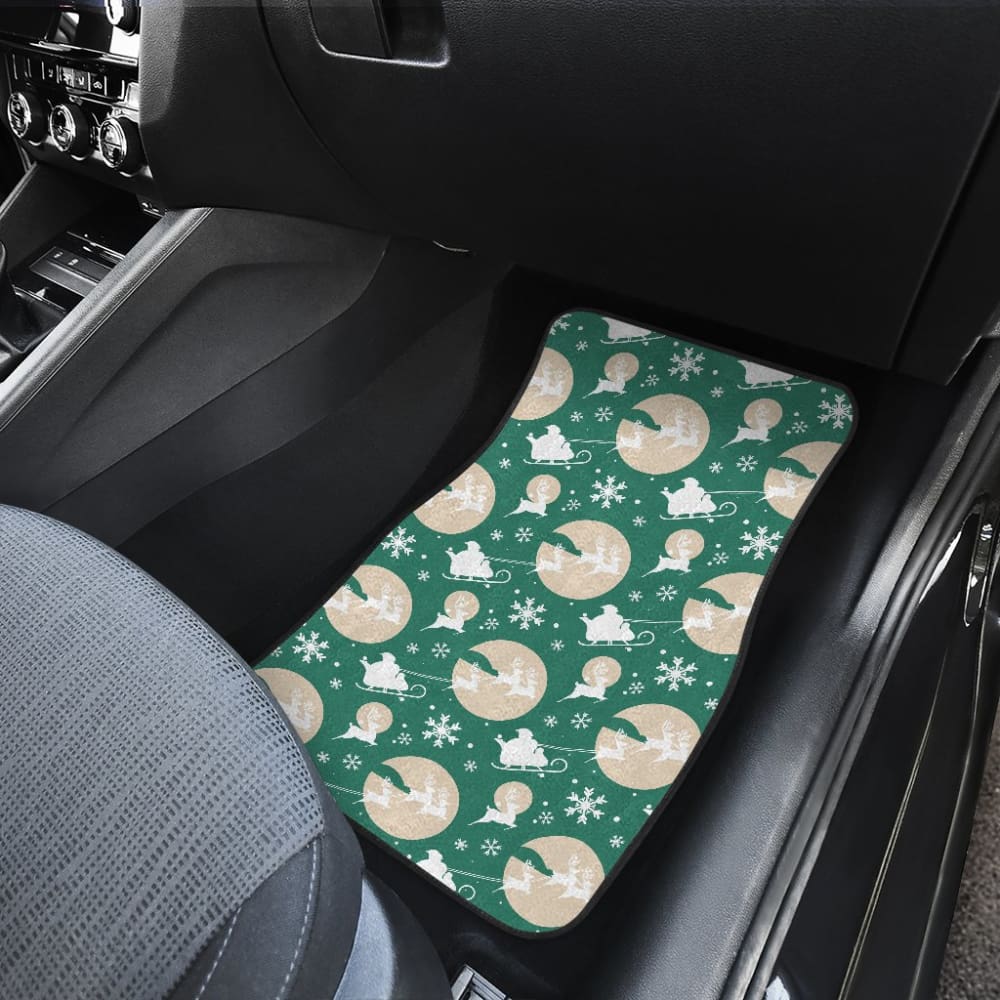 Santa Claus And Reindeer In Christmas Night Car Floor Mats 210601 - YourCarButBetter