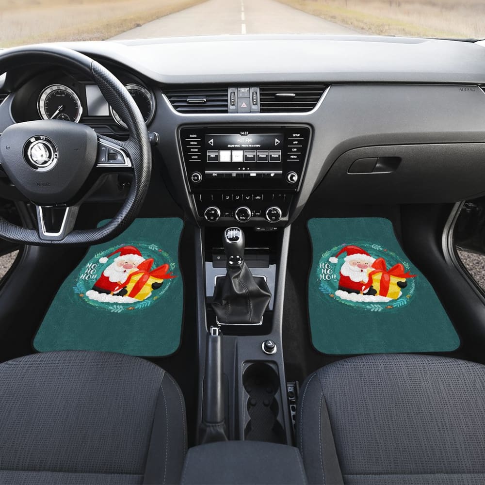 Santa Claus Ho Ho Ho Blue Theme Xmas Car Floor Mats 211603 - YourCarButBetter