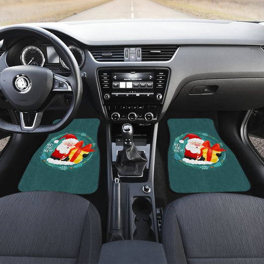 Santa Claus Ho Ho Ho Blue Theme Xmas Car Floor Mats 211603 - YourCarButBetter