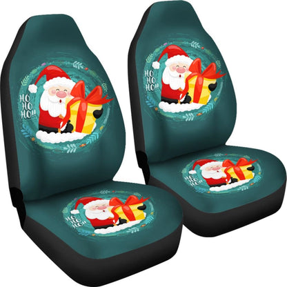 Santa Claus Ho Ho Ho Blue Theme Xmas Car Seat Covers 211603 - YourCarButBetter