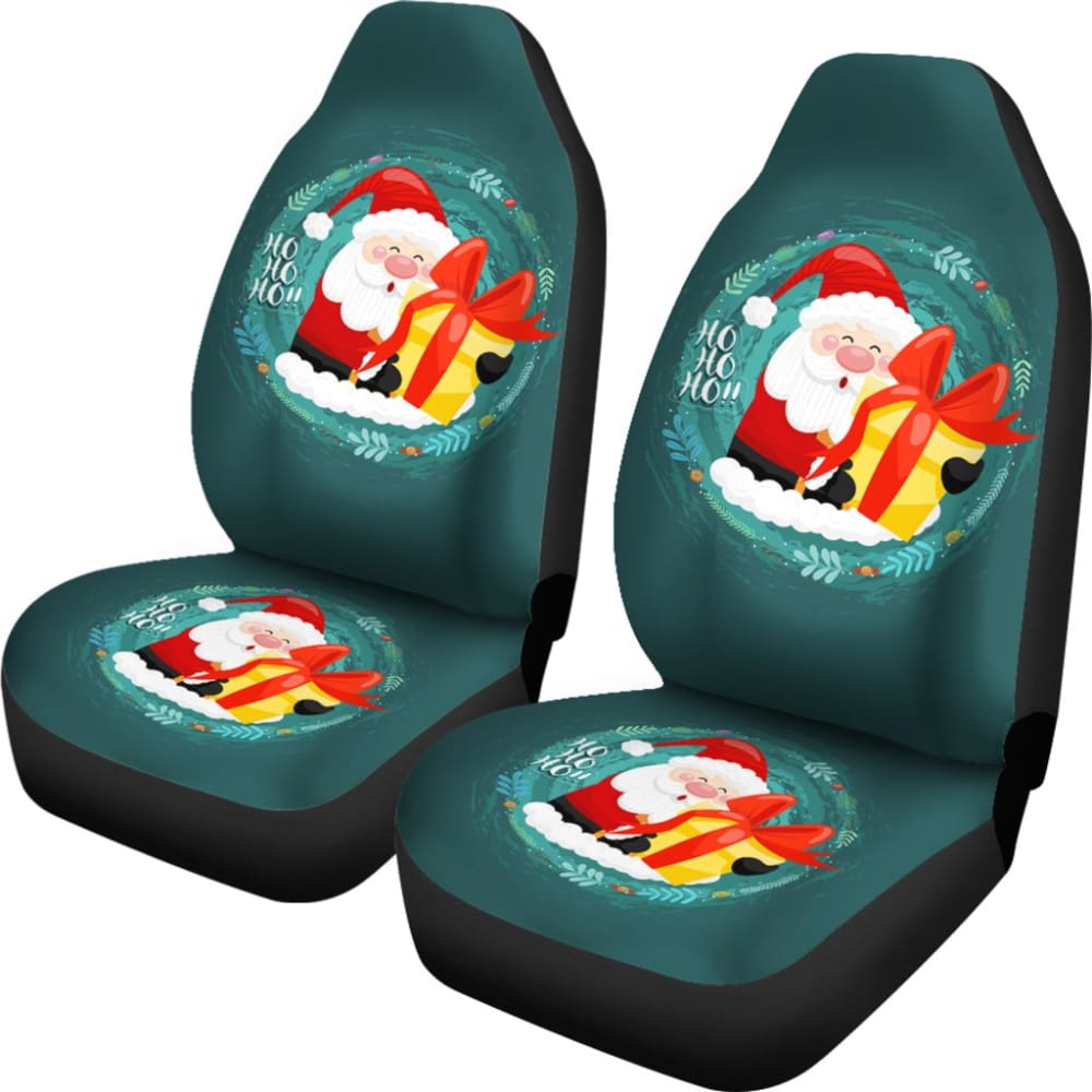 Santa Claus Ho Ho Ho Blue Theme Xmas Car Seat Covers 211603 - YourCarButBetter