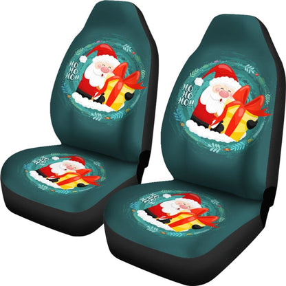 Santa Claus Ho Ho Ho Blue Theme Xmas Car Seat Covers 211603 - YourCarButBetter