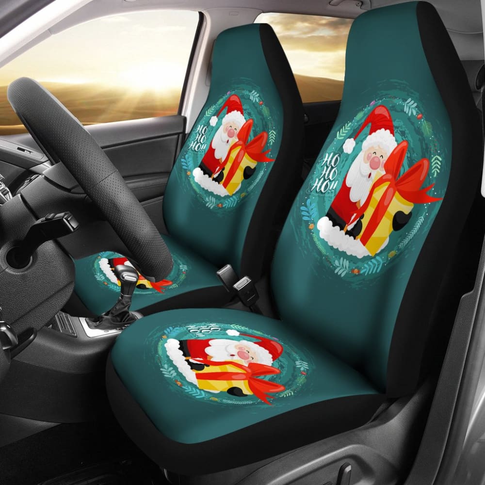 Santa Claus Ho Ho Ho Blue Theme Xmas Car Seat Covers 211603 - YourCarButBetter