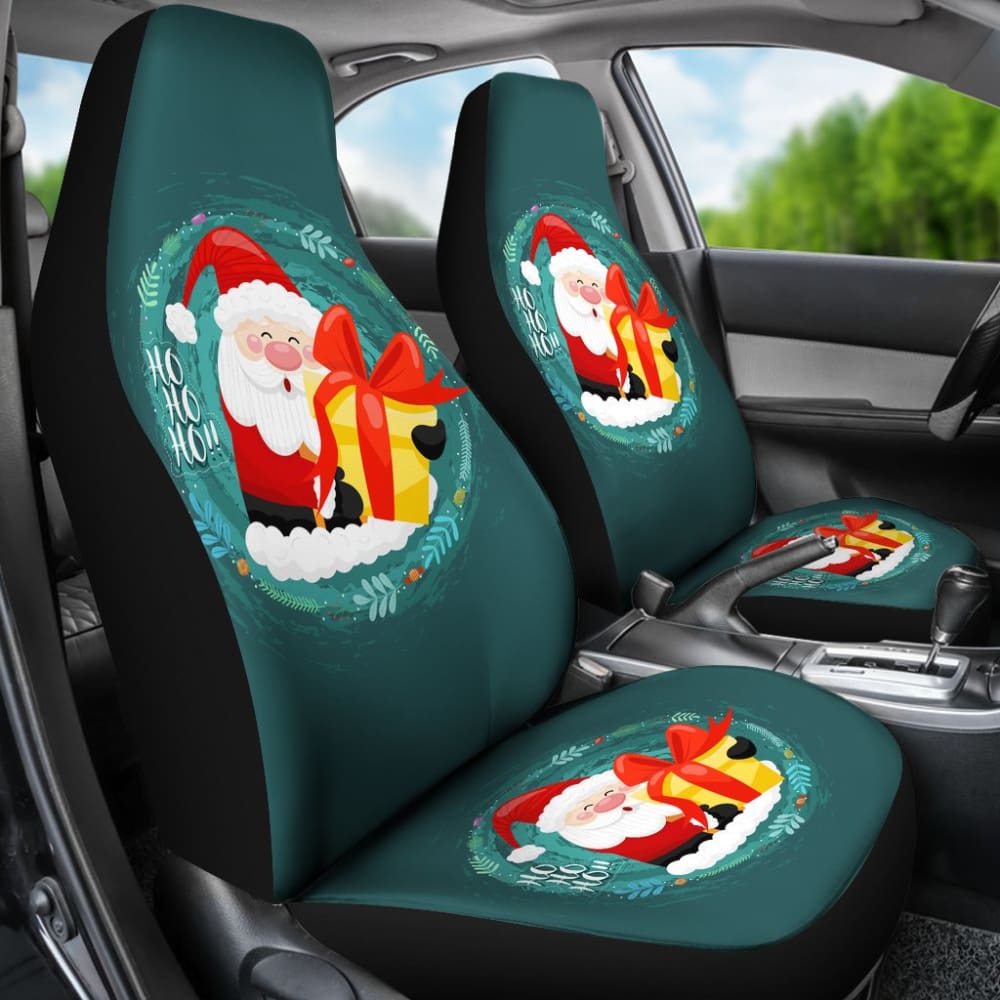 Santa Claus Ho Ho Ho Blue Theme Xmas Car Seat Covers 211603 - YourCarButBetter