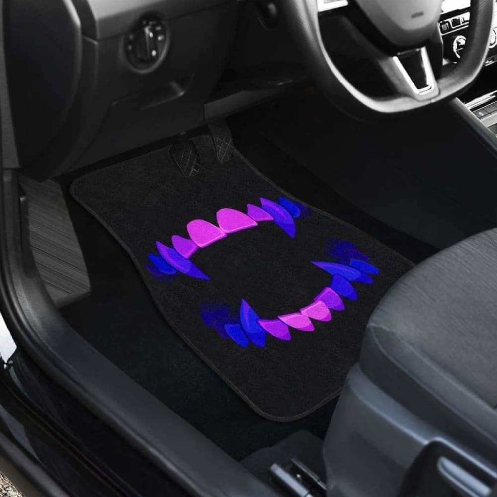 Scary Teeth Blue Neon Color Car Floor Mats 153908 - YourCarButBetter