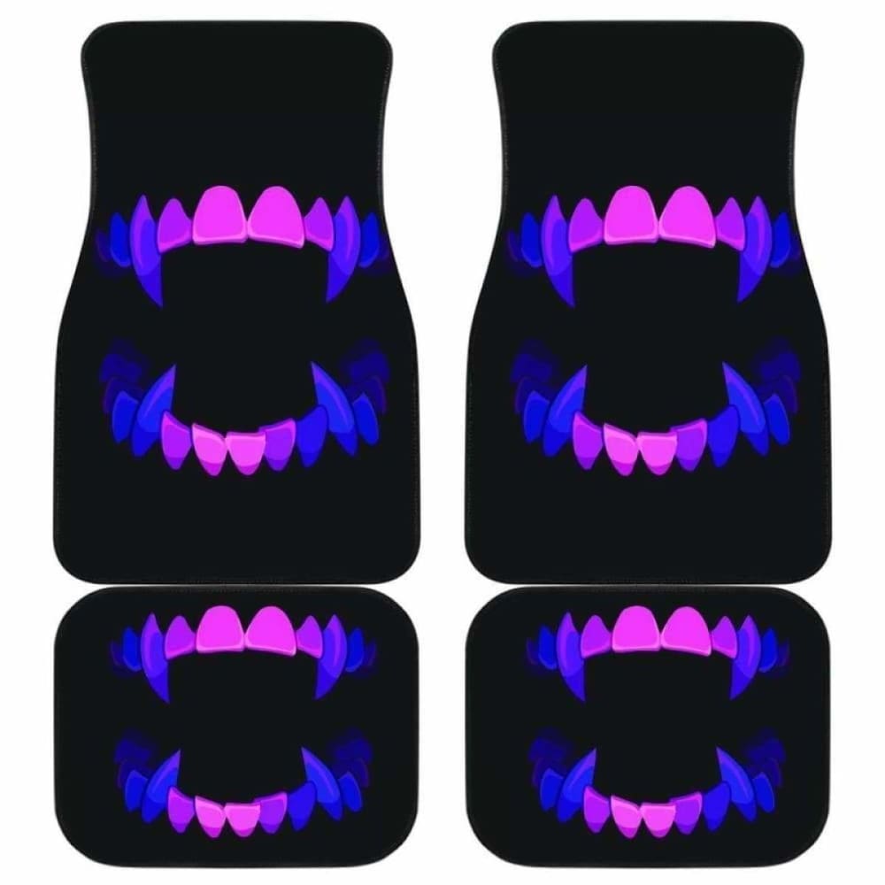 Scary Teeth Blue Neon Color Car Floor Mats 153908 - YourCarButBetter