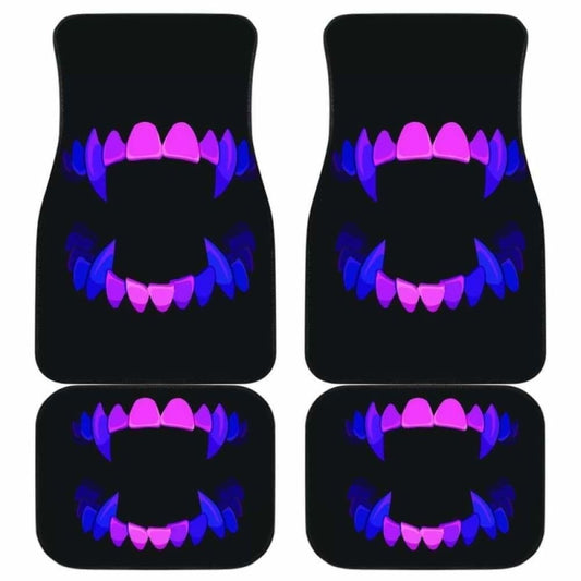 Scary Teeth Blue Neon Color Car Floor Mats 153908 - YourCarButBetter