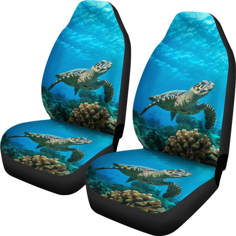 Sea Turtle Swimming Coral Reef Car Seat Covers 210301 - YourCarButBetter