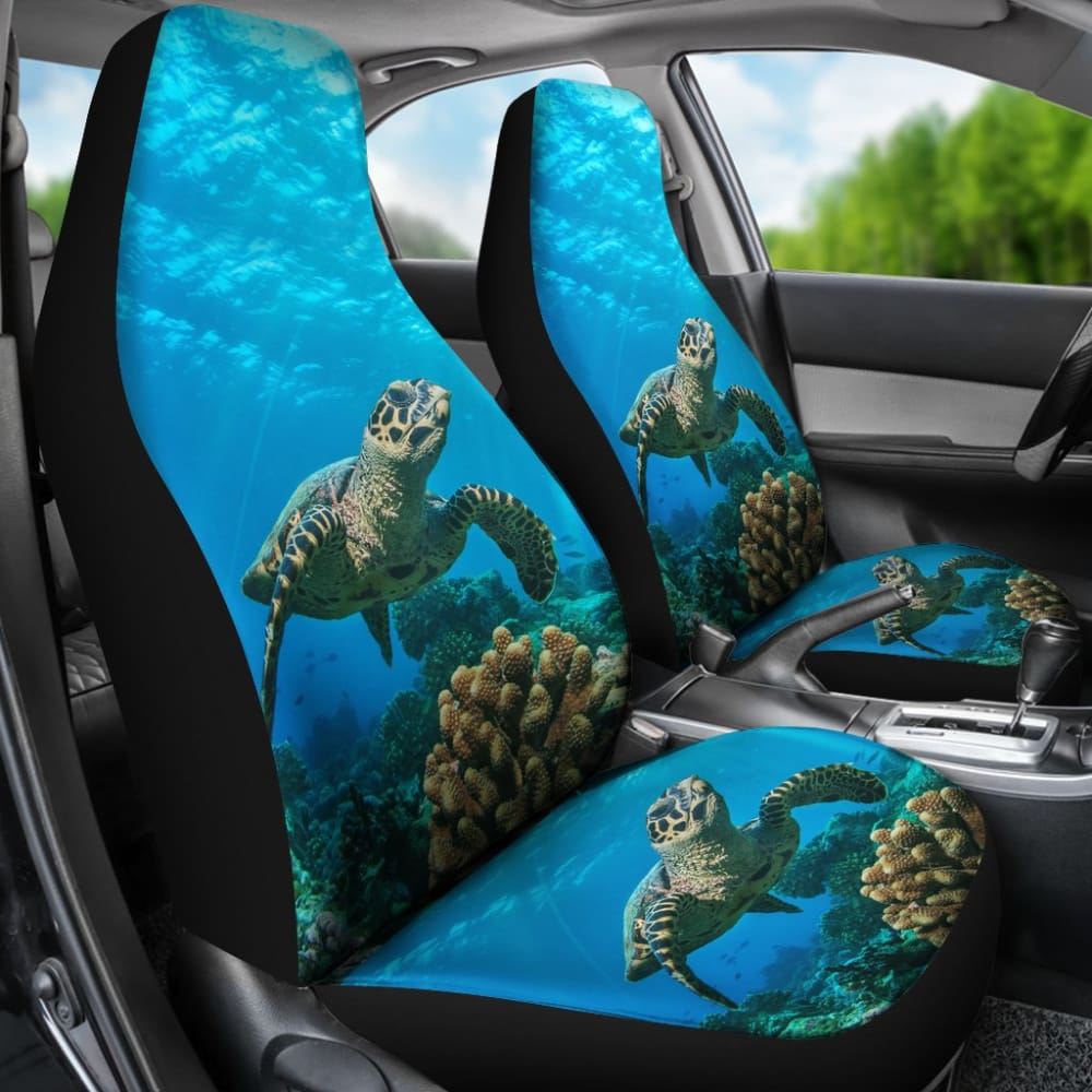 Sea Turtle Swimming Coral Reef Car Seat Covers 210301 - YourCarButBetter
