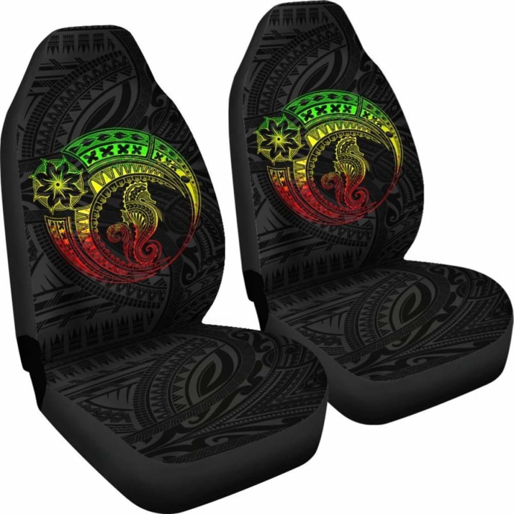 Seahorse Polynesian Car Seat Covers - Polynesian Tattoo Black Reggae - 174914 - YourCarButBetter