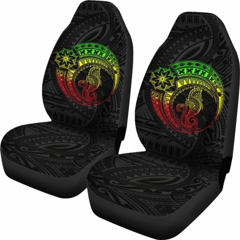 Seahorse Polynesian Car Seat Covers - Polynesian Tattoo Black Reggae - 174914 - YourCarButBetter