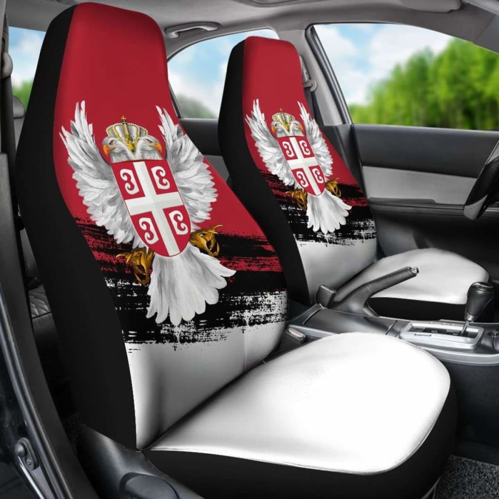 Serbia Car Seat Covers- Serbian White Eagle (Set Of Two) 110424 - YourCarButBetter