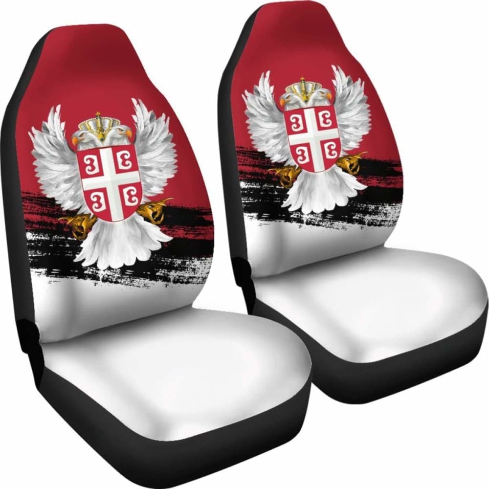 Serbia Car Seat Covers- Serbian White Eagle (Set Of Two) 110424 - YourCarButBetter