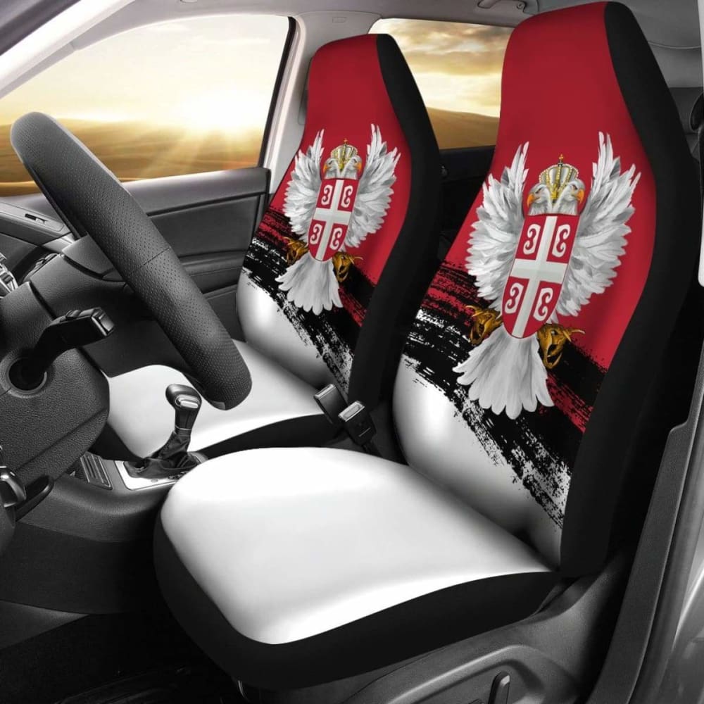 Serbia Car Seat Covers- Serbian White Eagle (Set Of Two) 110424 - YourCarButBetter
