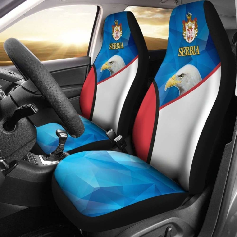 Serbia Car Seat Covers White Eagle Version 110424 - YourCarButBetter