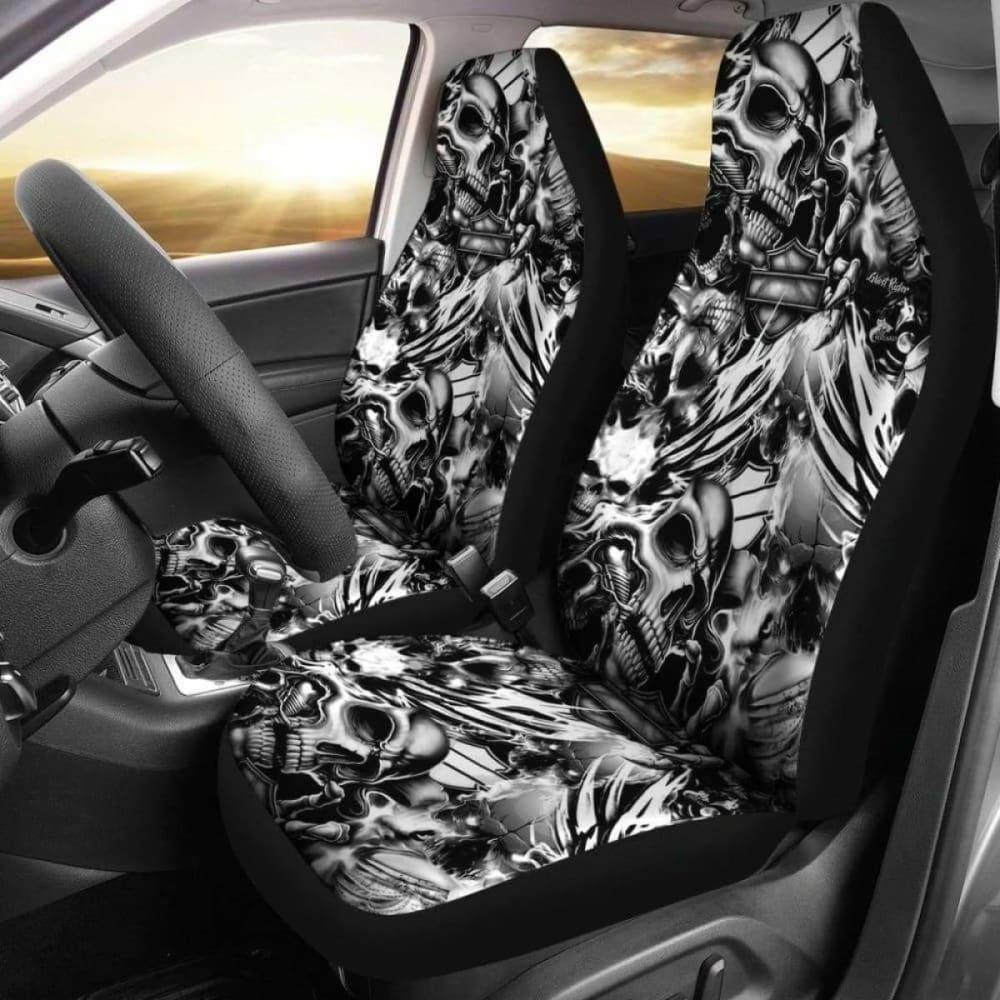 Set 2 Gothic Skull Car Seat Covers 172727