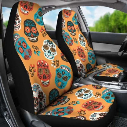 Set 2 Pcs Car Seat Cover Sugar Skulls 101207