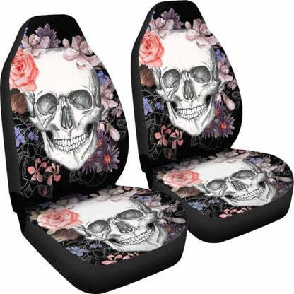 Set 2 Pcs Floral Gothic Sugar Skull Car Seat Covers 172727