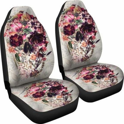 Set 2 Pcs Gothic Flower Skull Car Seat Covers 172727
