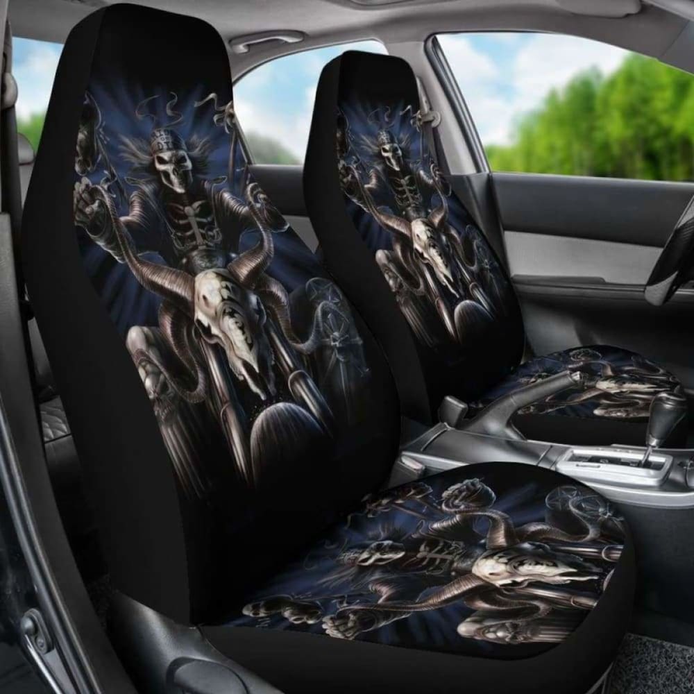 Set 2 Pcs Gothic Skull Car Seat Covers 101207