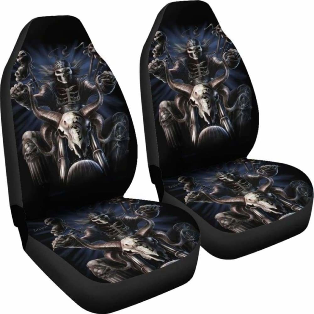 Set 2 Pcs Gothic Skull Car Seat Covers 101207