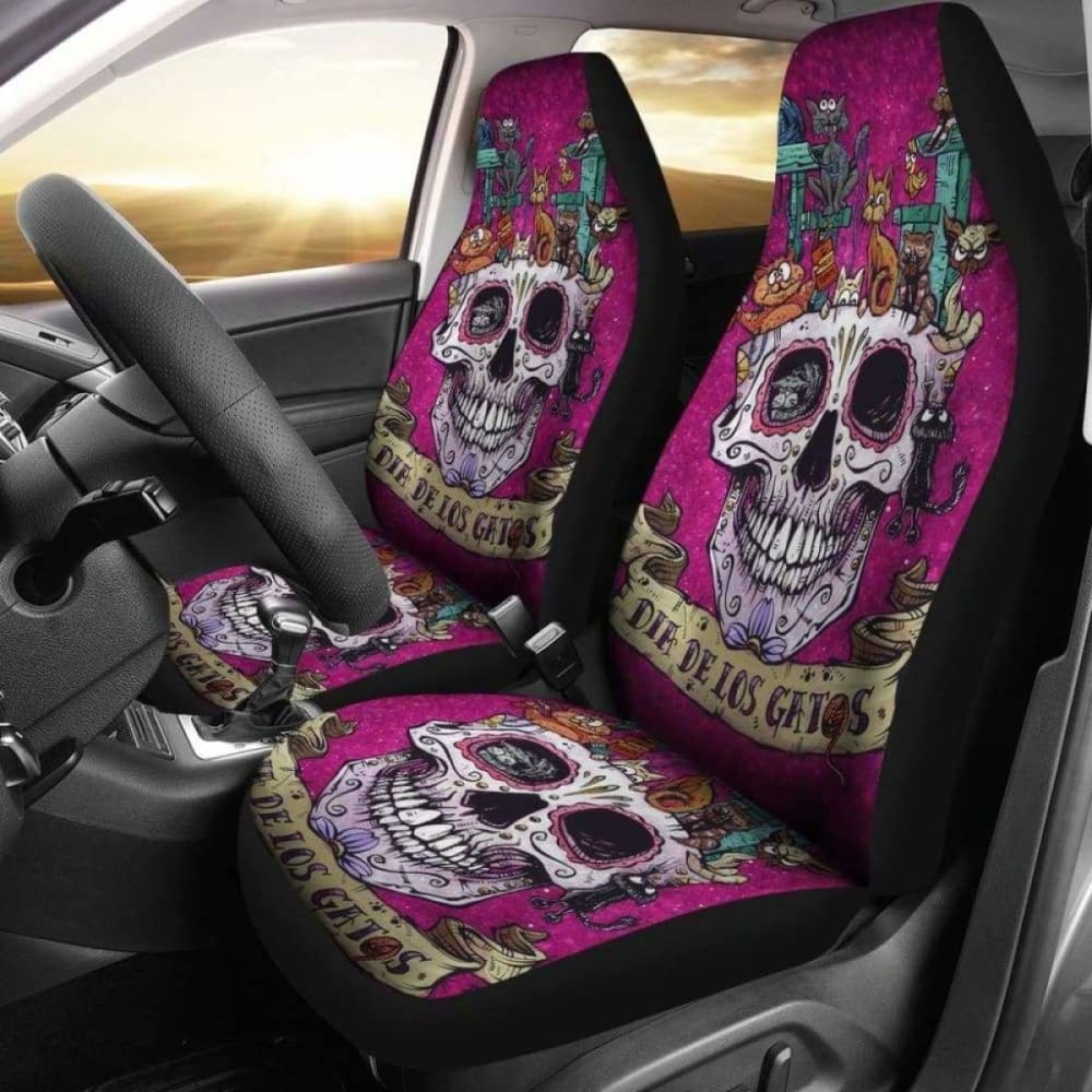 Set 2 Pcs Gothic Skull Car Seat Covers 101207