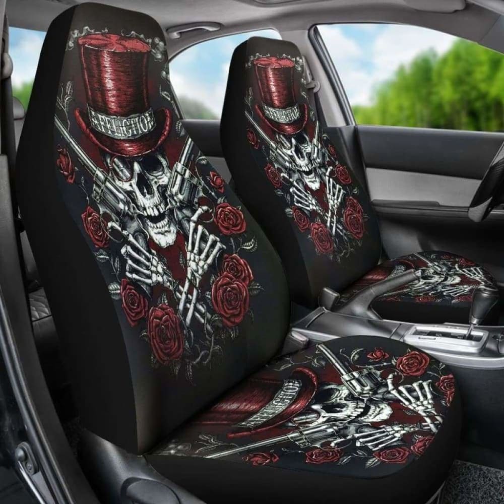 Set 2 Pcs Gothic Skull Car Seat Covers 101207