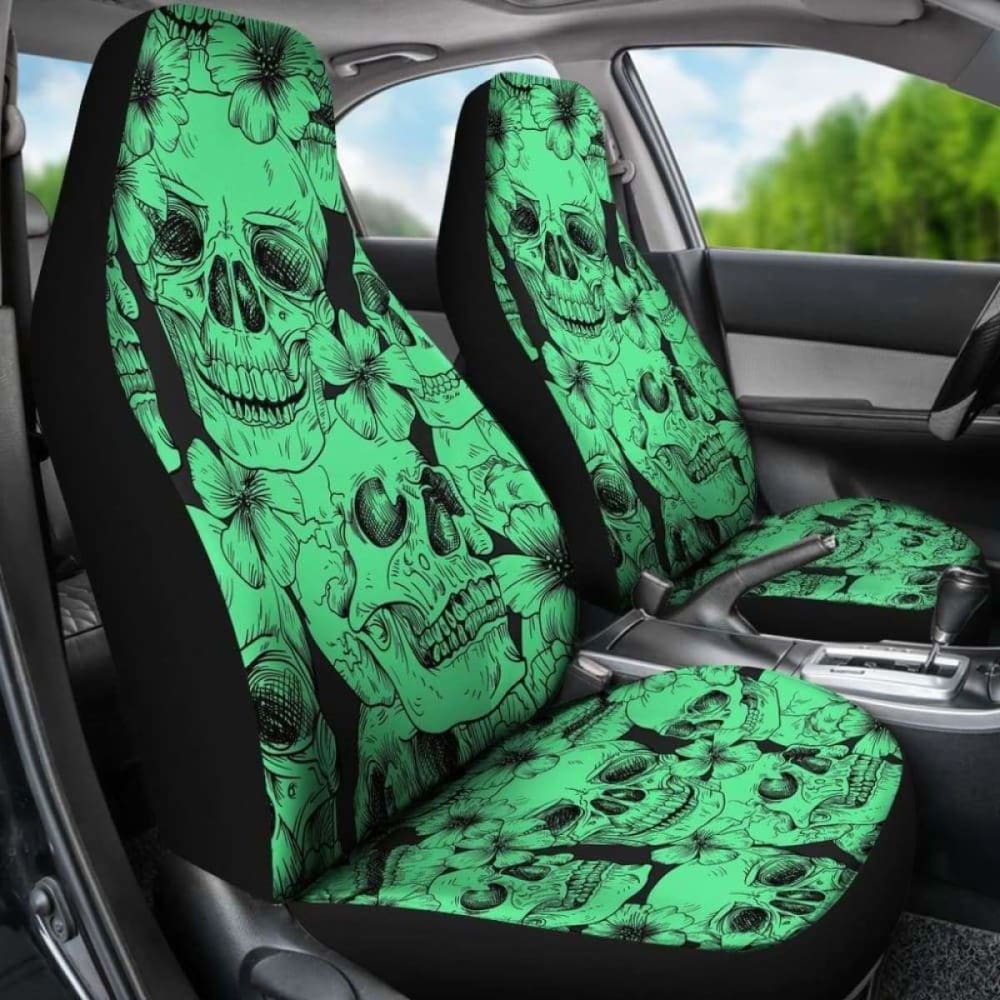 Set 2 Pcs Gothic Skull Car Seat Covers 101207