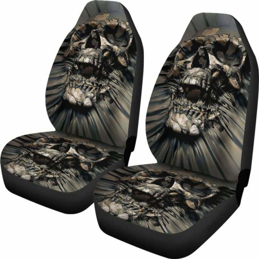 Set 2 Pcs Gothic Skull Car Seat Covers 101207