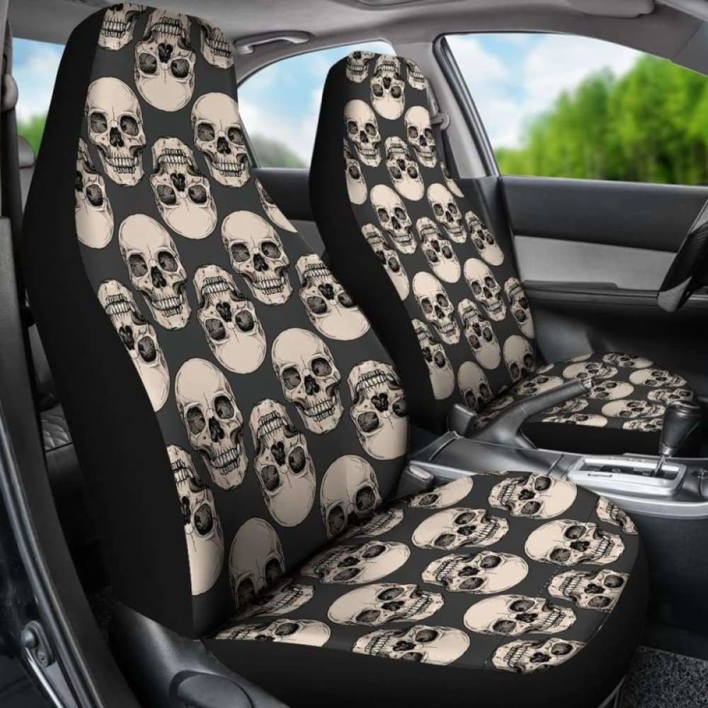Set 2 Pcs Gothic Skull Car Seat Covers 101207
