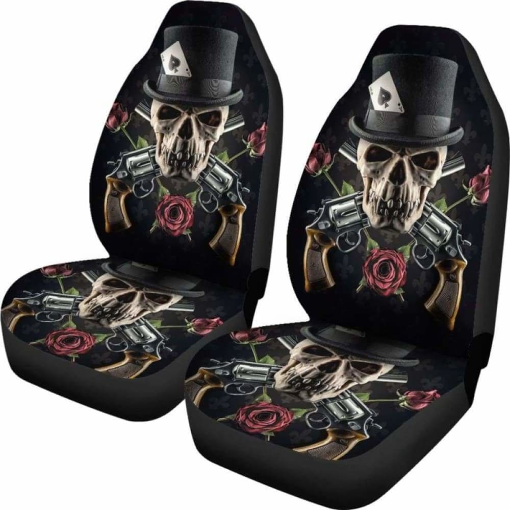 Set 2 Pcs Gothic Skull Car Seat Covers 101207