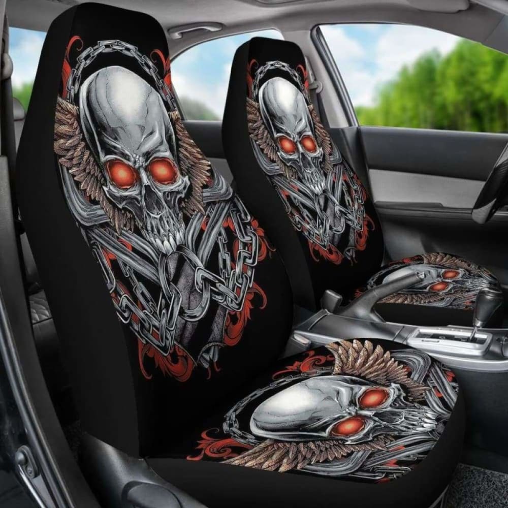 Set 2 Pcs Gothic Skull Car Seat Covers 101207