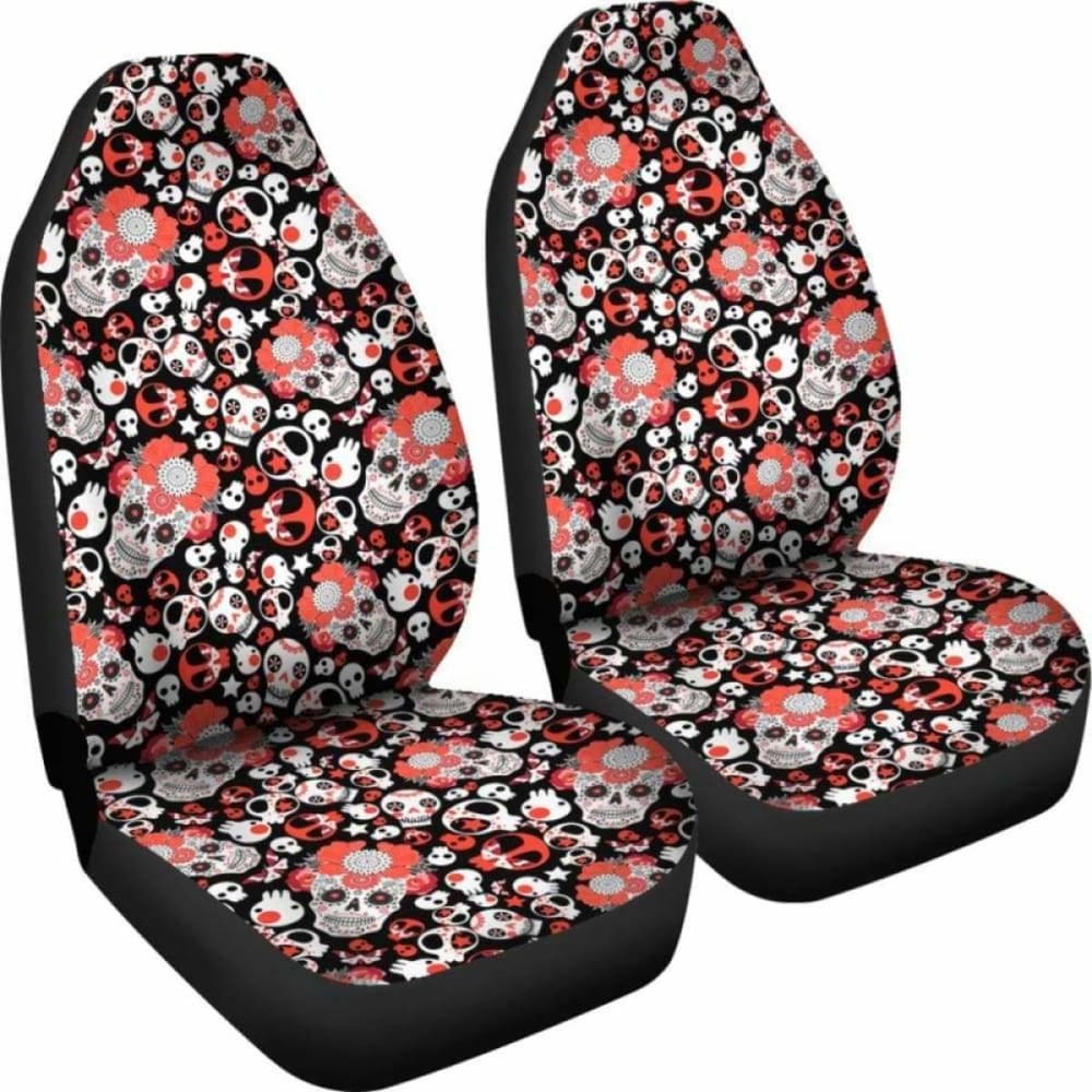 Set 2 Pcs Gothic Skull Car Seat Covers 101207