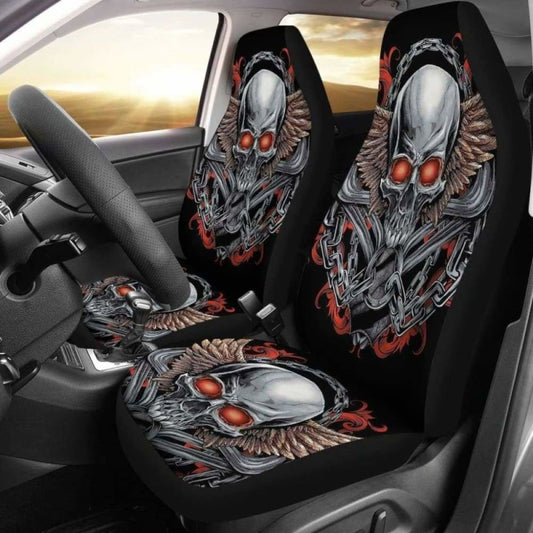 Set 2 Pcs Gothic Skull Car Seat Covers 101207