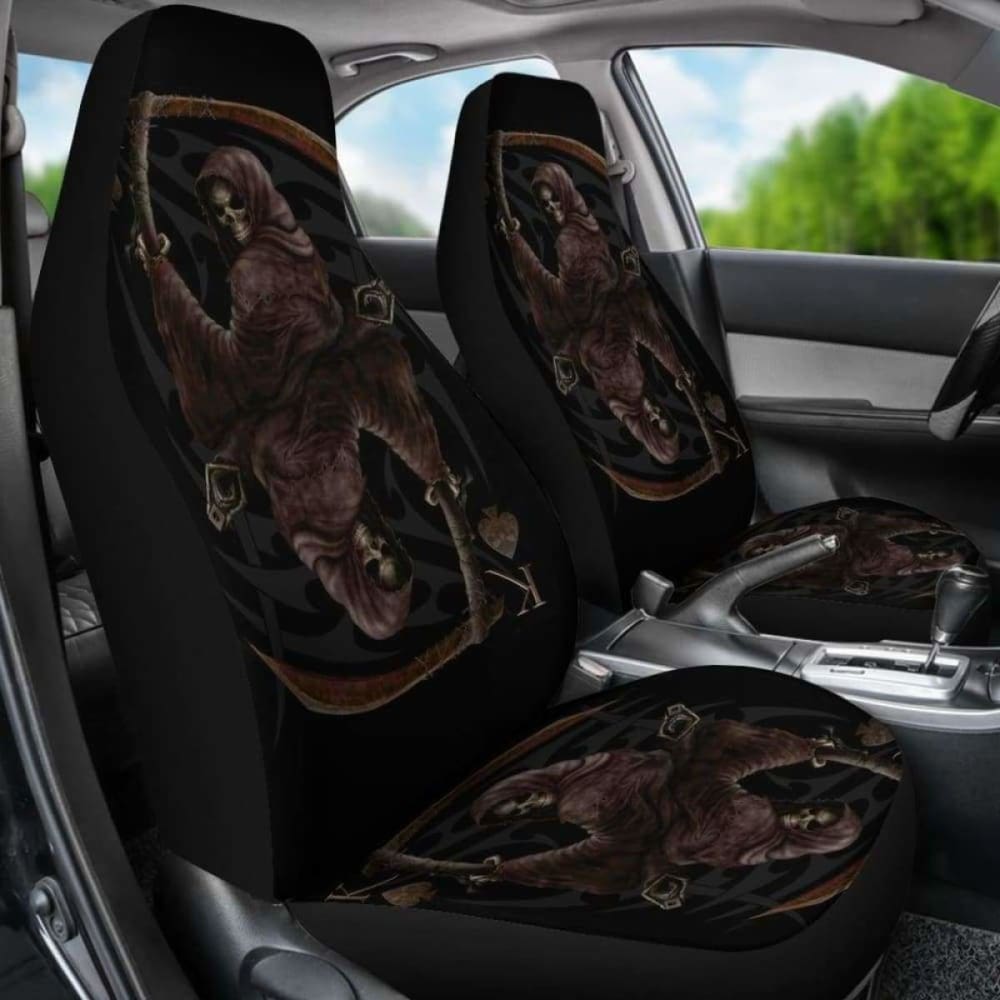 Set 2 Pcs Gothic Skull Car Seat Covers 101207