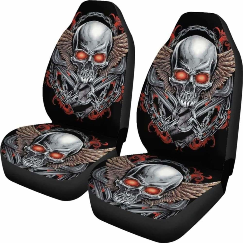 Set 2 Pcs Gothic Skull Car Seat Covers 101207