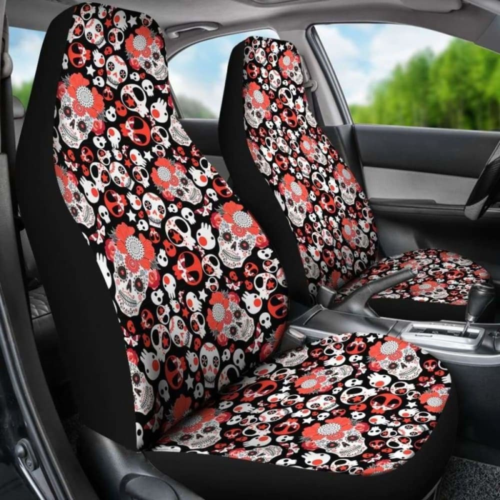 Set 2 Pcs Gothic Skull Car Seat Covers 101207
