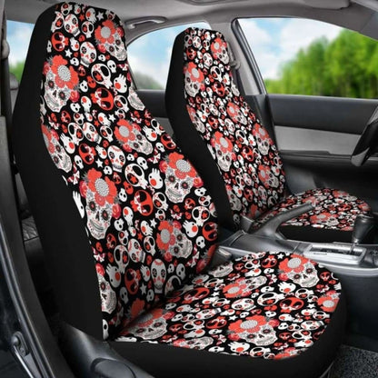 Set 2 Pcs Gothic Skull Car Seat Covers 101207