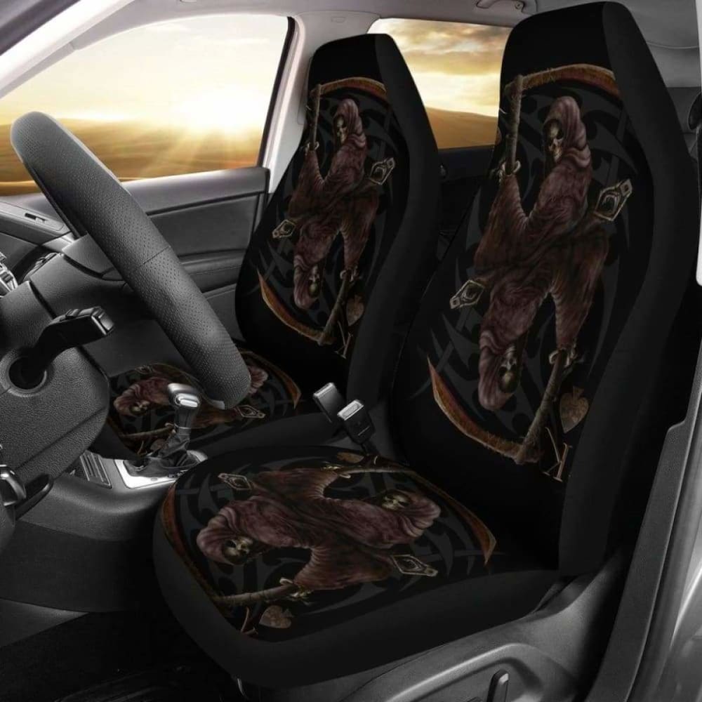 Set 2 Pcs Gothic Skull Car Seat Covers 101207