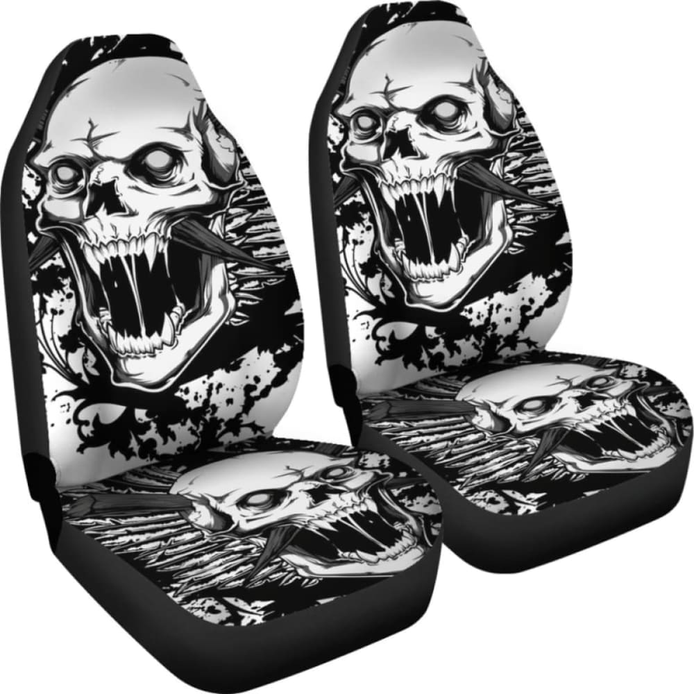 Set 2 Pcs Gothic Skull Car Seat Covers 101207