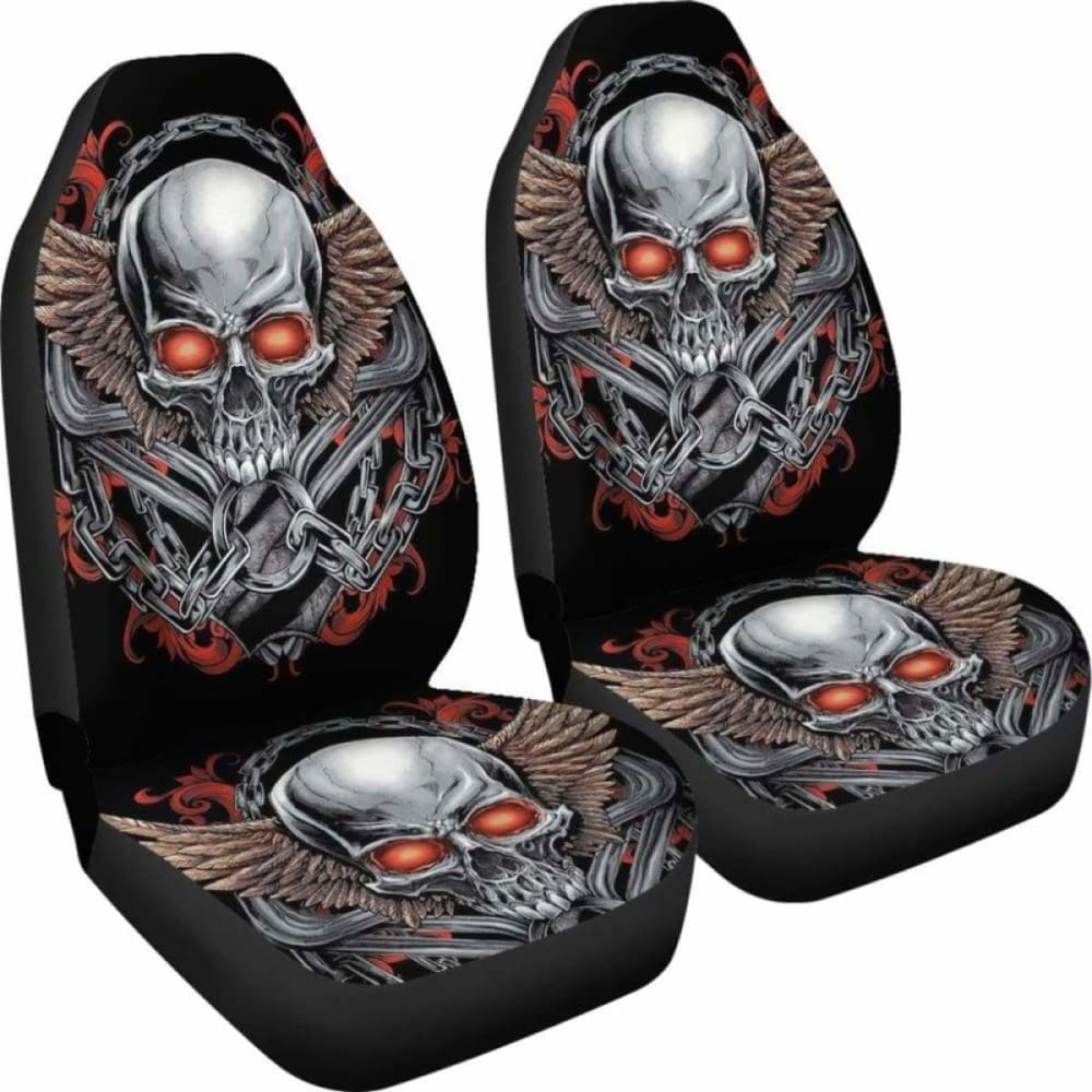 Set 2 Pcs Gothic Skull Car Seat Covers 101207