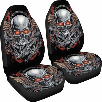 Set 2 Pcs Gothic Skull Car Seat Covers 101207