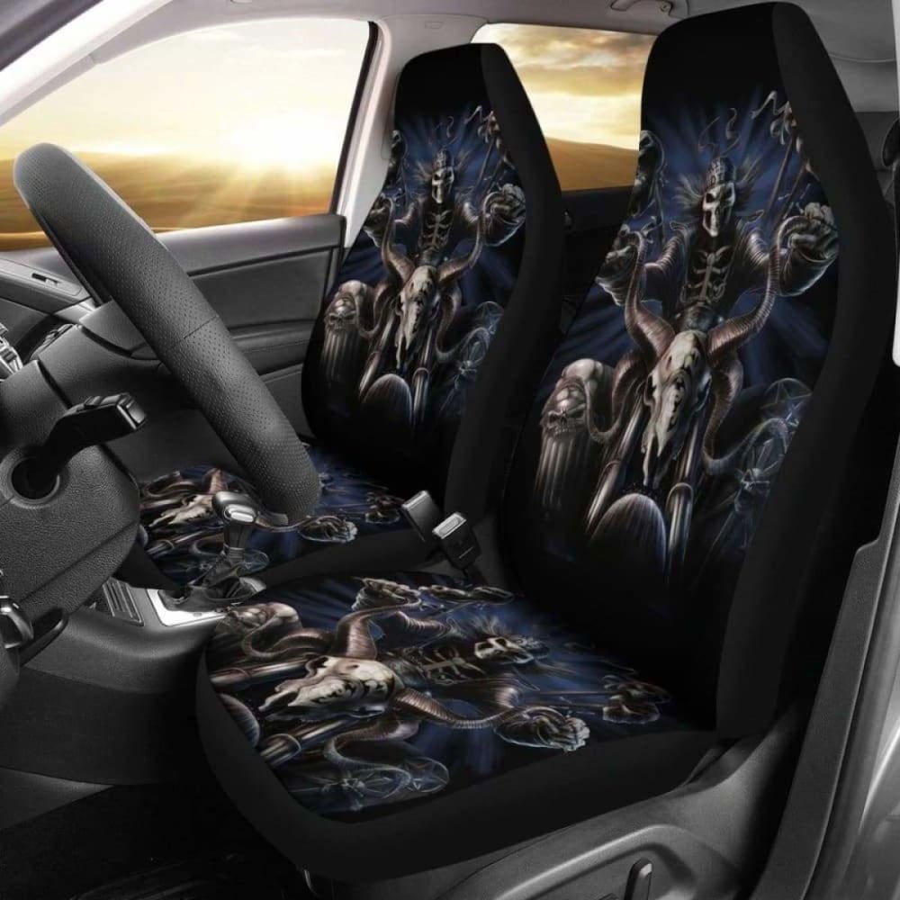 Set 2 Pcs Gothic Skull Car Seat Covers 101207