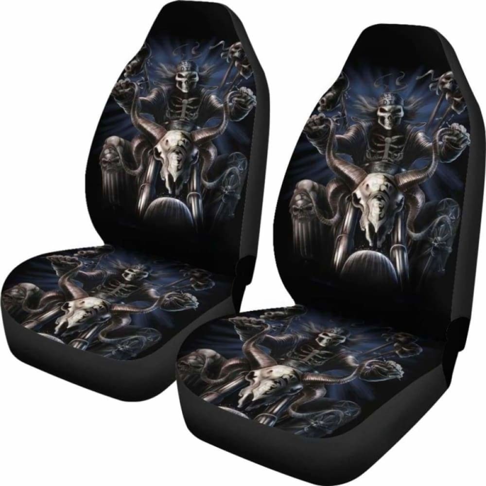 Set 2 Pcs Gothic Skull Car Seat Covers 101207