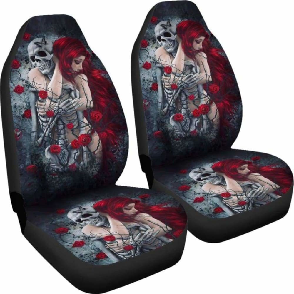 Set 2 Pcs Gothic Skull Car Seat Covers 172727